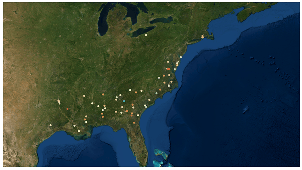 Woodcock tagged throughout the US and Canada migrate north in Spring 2020